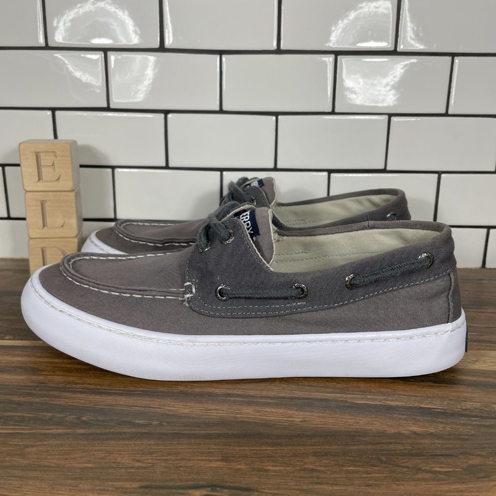 Sperry Cutter Men's Size 8 Shoes Gray Canvas 2 Eye Moc Toe Casual Sneaker